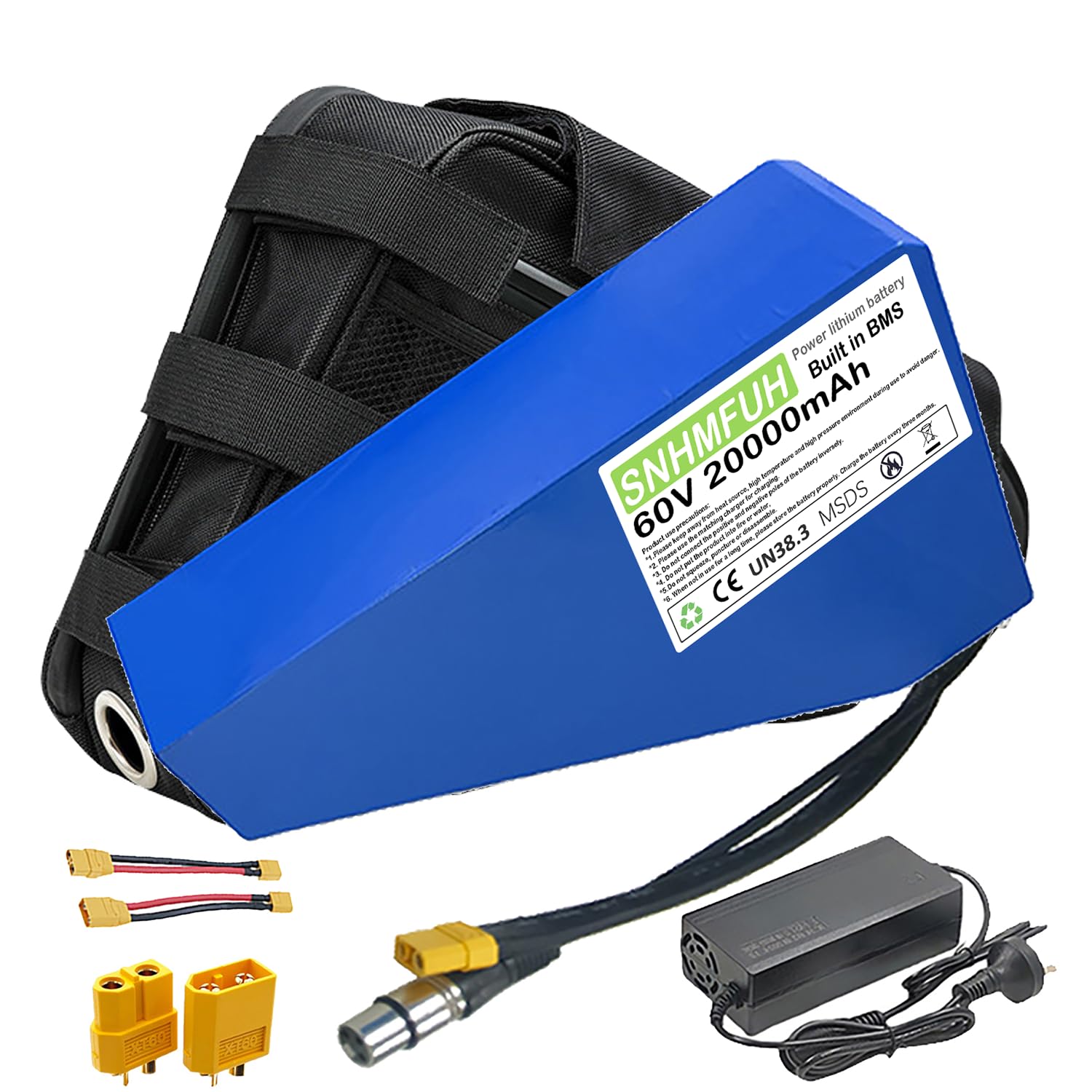 60V 72V Ebike Lithium Battery Conversion Kit 20AH 25AH 30AH 35AH Electric Bike Triangle Battery, with 50A/80A BMS,5A Charger, for 0-3000W DIY/Mountain/Road/E-Bike Motors,60V,25Ah