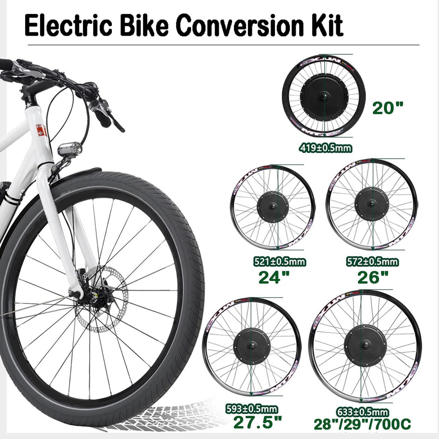 Ebike 72V 5000W Rear Wheel Motor Kit W/100A 3-Mode Intelligent Controller DIY Electric Mountain Bike Conversion Kit Speed 100Km/H,with PAS,Twist Throttle,UKC1 Color Display