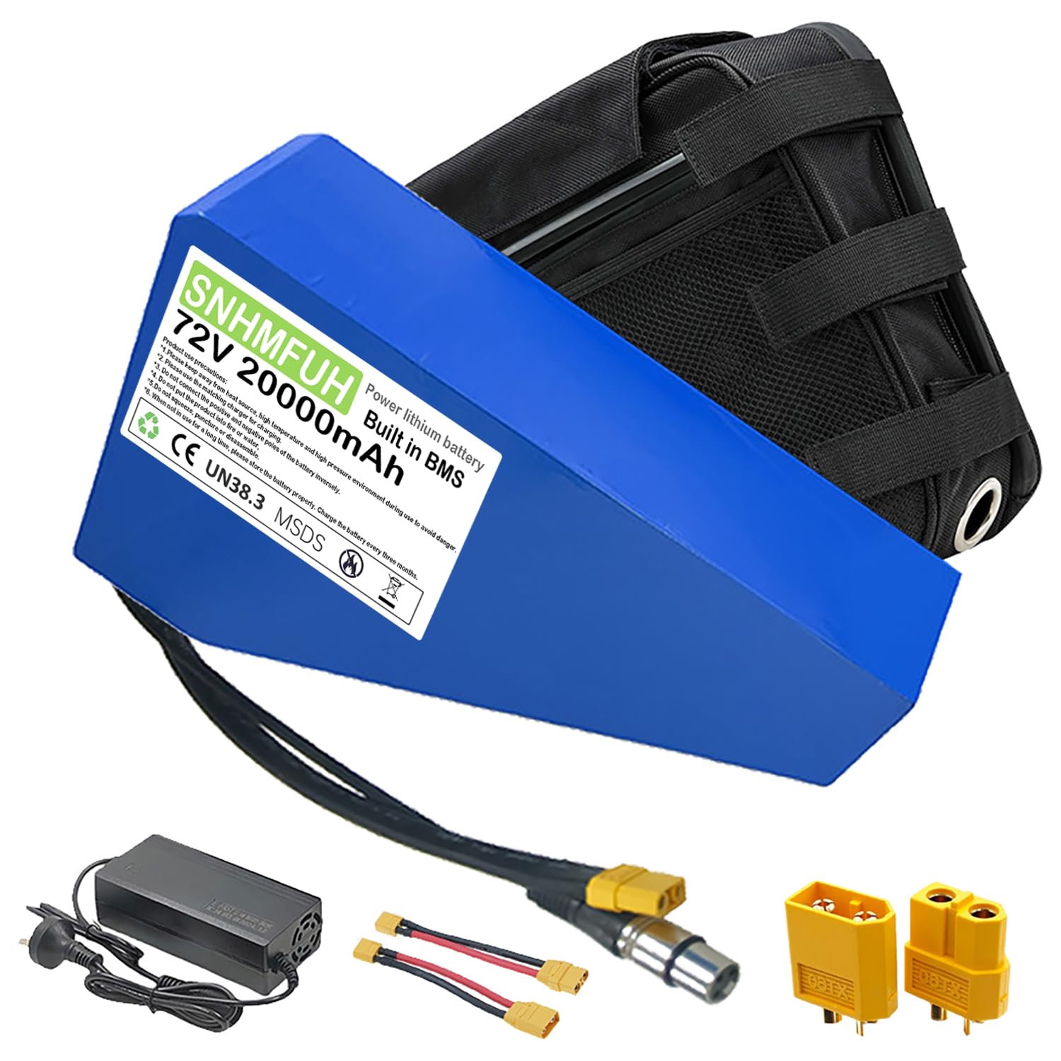 60V 72V Ebike Lithium Battery Conversion Kit 20AH 25AH 30AH 35AH Electric Bike Triangle Battery, with 50A/80A BMS,5A Charger, for 0-3000W DIY/Mountain/Road/E-Bike Motors,60V,25Ah