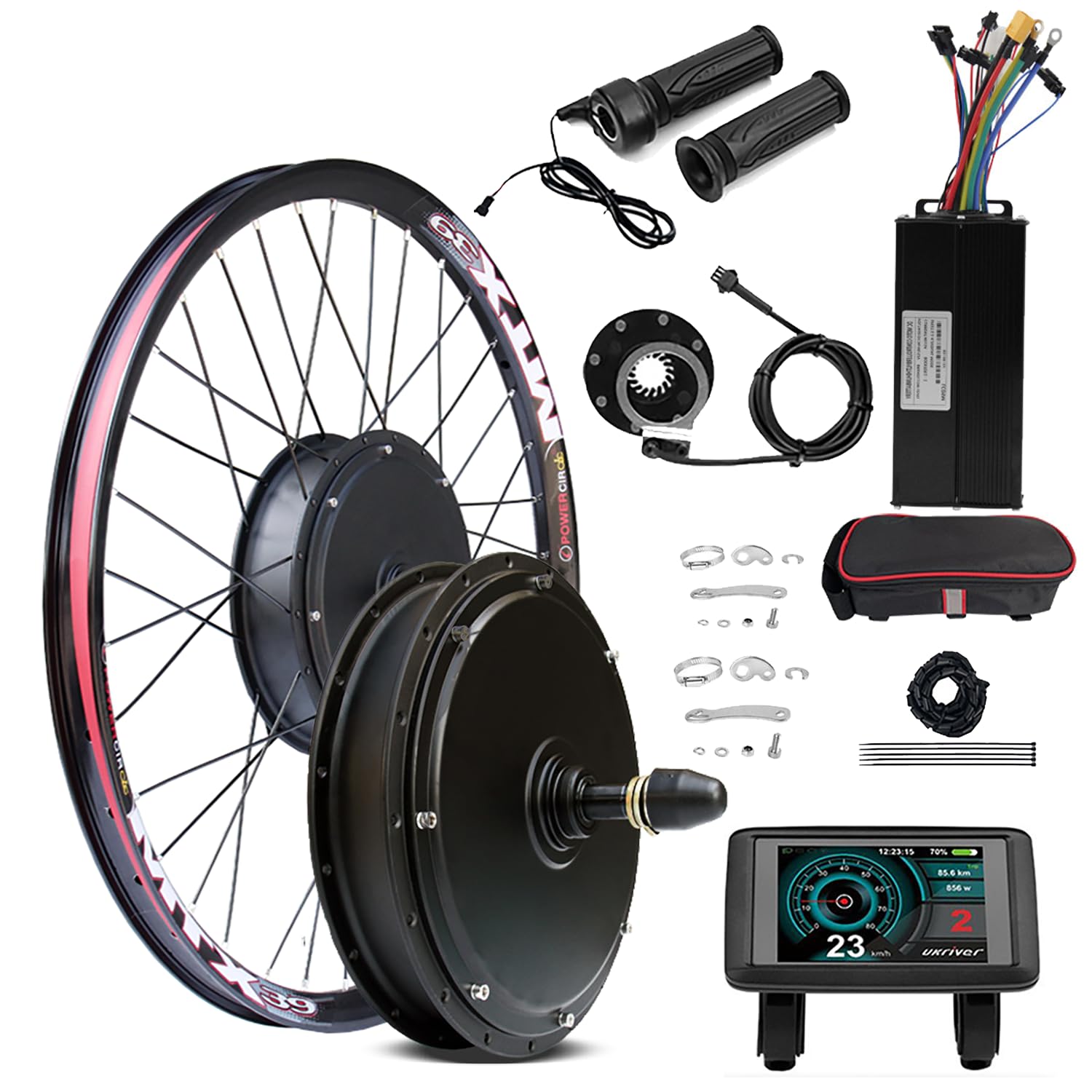 60V 2000W Electric Bicycle Rear Wheel Motor Kit W/UKC1+ Color Display 20Inch - 29Inch Ebike Conversion Kit 135Mm - 142Mm Dropouts with 40A 3-Mode Controller