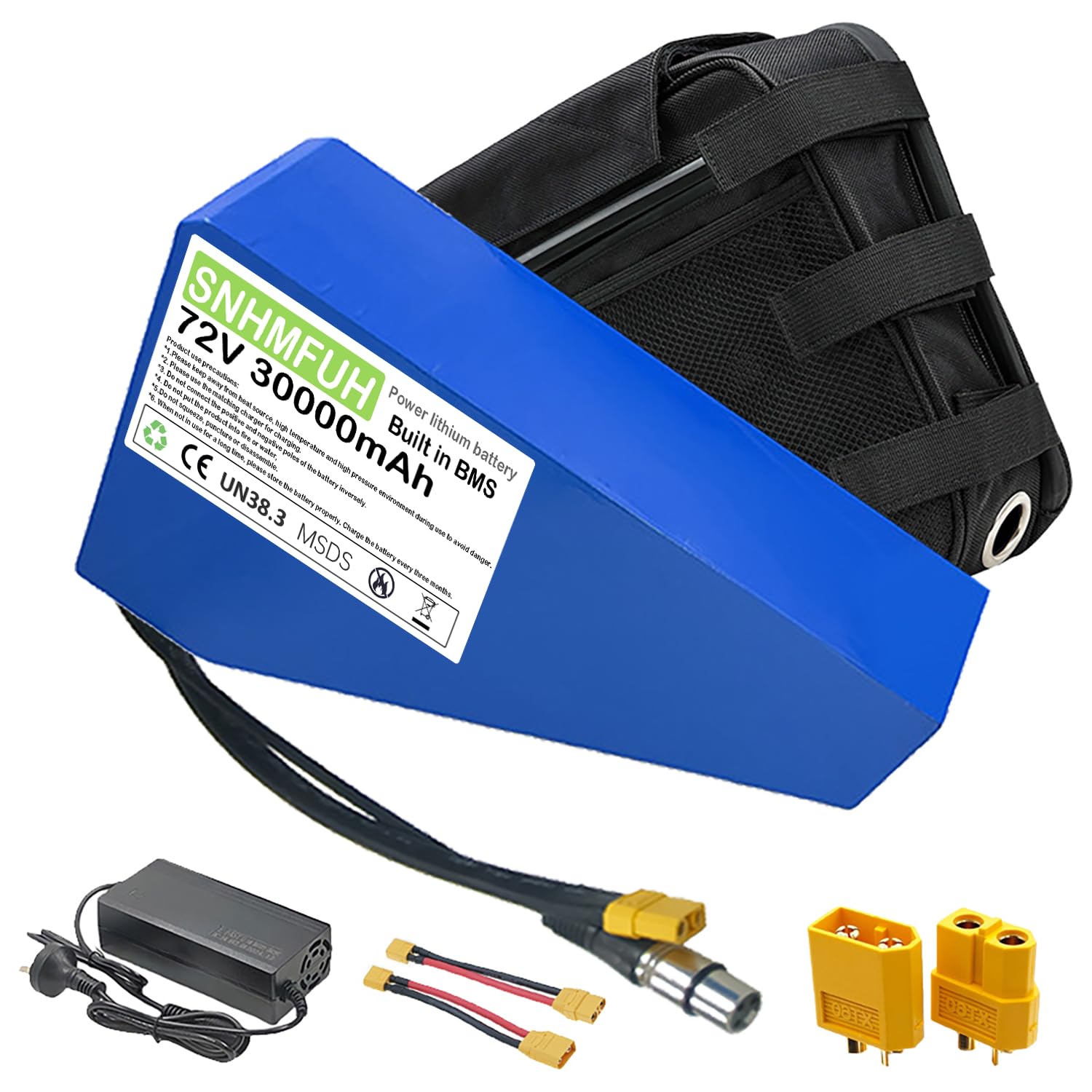 60V 72V Ebike Lithium Battery Conversion Kit 20AH 25AH 30AH 35AH Electric Bike Triangle Battery, with 50A/80A BMS,5A Charger, for 0-3000W DIY/Mountain/Road/E-Bike Motors,60V,25Ah