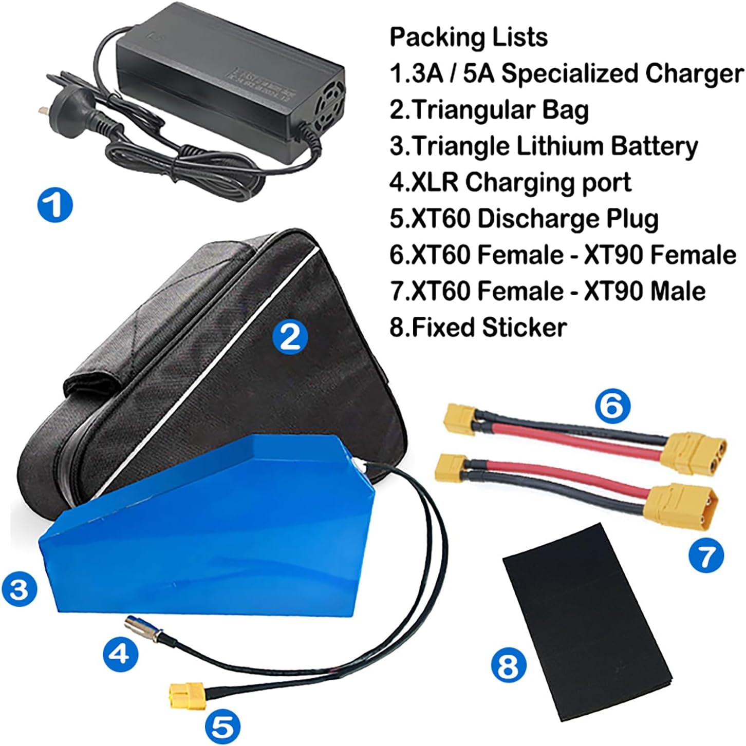 48V 52V E-Bike Battery Triangle Pack 20AH - 30AH Electric Bike Lithium Battery with Triangular Bag, 5A Charger, BMS for Mountain Bike/Trike/DIY 1000W 1500W 2000W Motors,52V,27.5AH