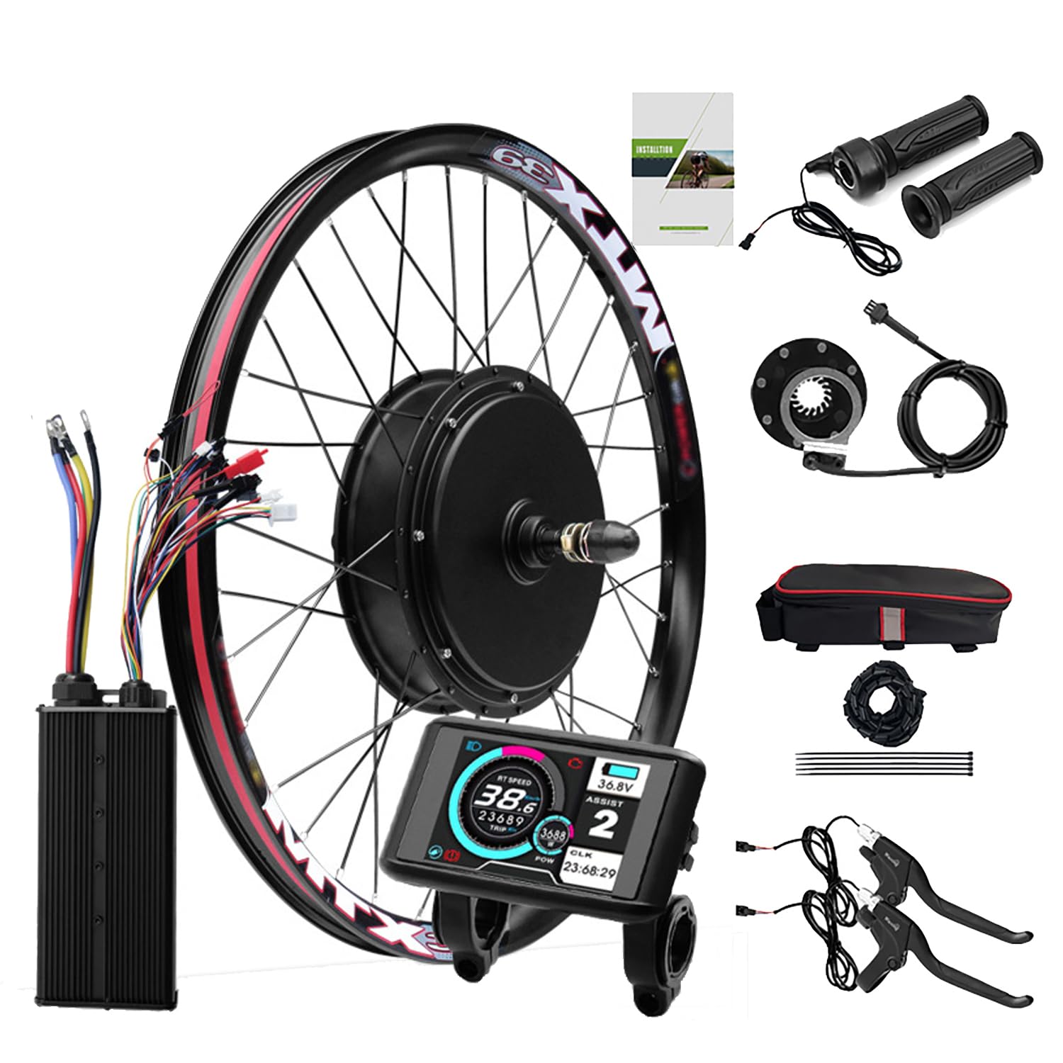 Ebike 72V 5000W Rear Wheel Motor Kit W/100A 3-Mode Intelligent Controller DIY Electric Mountain Bike Conversion Kit Speed 100Km/H,with PAS,Twist Throttle,UKC1 Color Display
