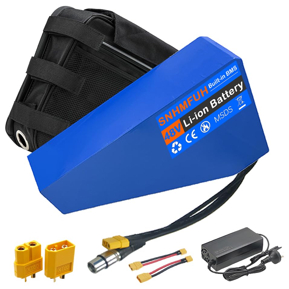 48V 52V E-Bike Battery Triangle Pack 20AH - 30AH Electric Bike Lithium Battery with Triangular Bag, 5A Charger, BMS for Mountain Bike/Trike/DIY 1000W 1500W 2000W Motors,52V,27.5AH