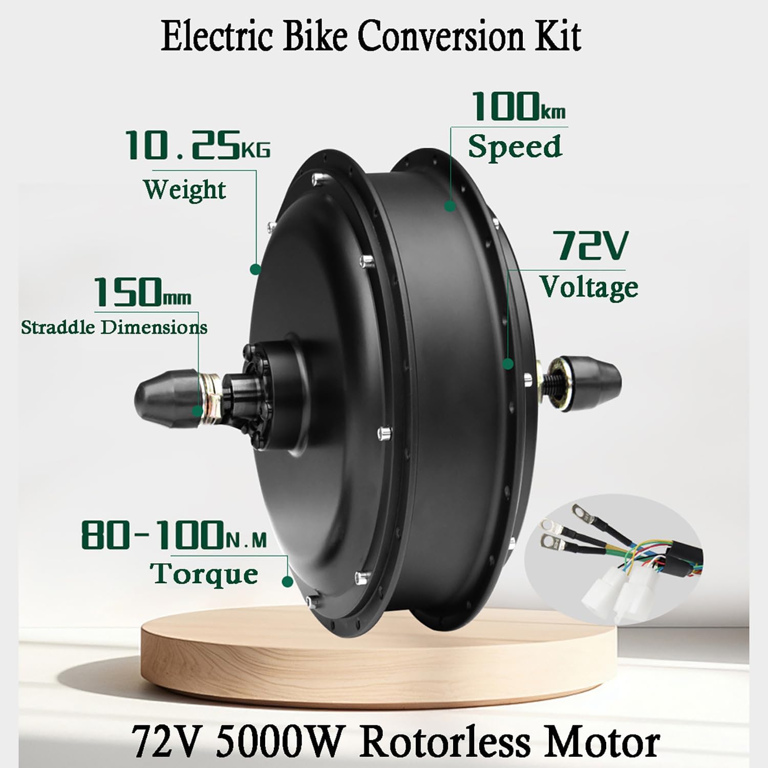 Ebike 72V 5000W Rear Wheel Motor Kit W/100A 3-Mode Intelligent Controller DIY Electric Mountain Bike Conversion Kit Speed 100Km/H,with PAS,Twist Throttle,UKC1 Color Display