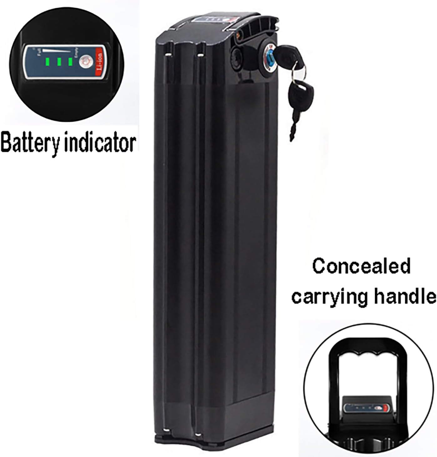 36V 48V Electric Bicycle Silverfish Battery 10Ah - 20Ah Lithium Ebike Battery with Lock, Charger, BMS, 2-Pin Port for DIY/Folding Bike/Road Bike 0-1500W Motor Kit,36V,15AH