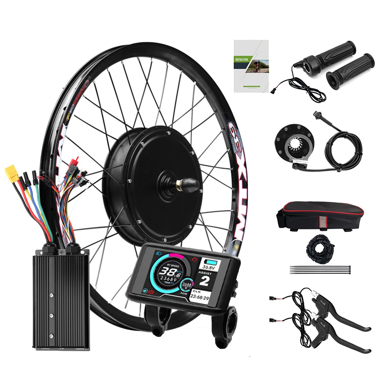 72V 3000W Electric Bike Conversion Kit 135Mm Dropouts E-Bike Kit 55-70Km/H Speed 3000W Ebike Conversion Kit W/3-Mode 80A Controller, LCD UKC1 Display, Twist Throttle, PAS