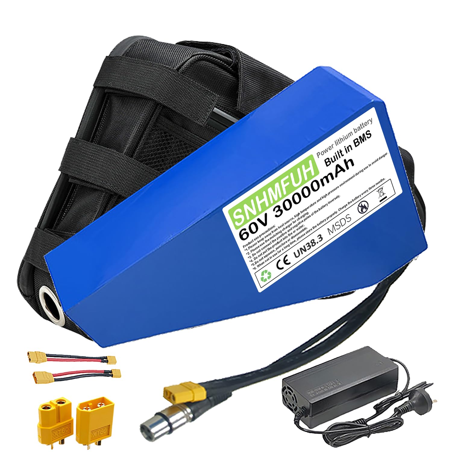 60V 72V Ebike Lithium Battery Conversion Kit 20AH 25AH 30AH 35AH Electric Bike Triangle Battery, with 50A/80A BMS,5A Charger, for 0-3000W DIY/Mountain/Road/E-Bike Motors,60V,25Ah