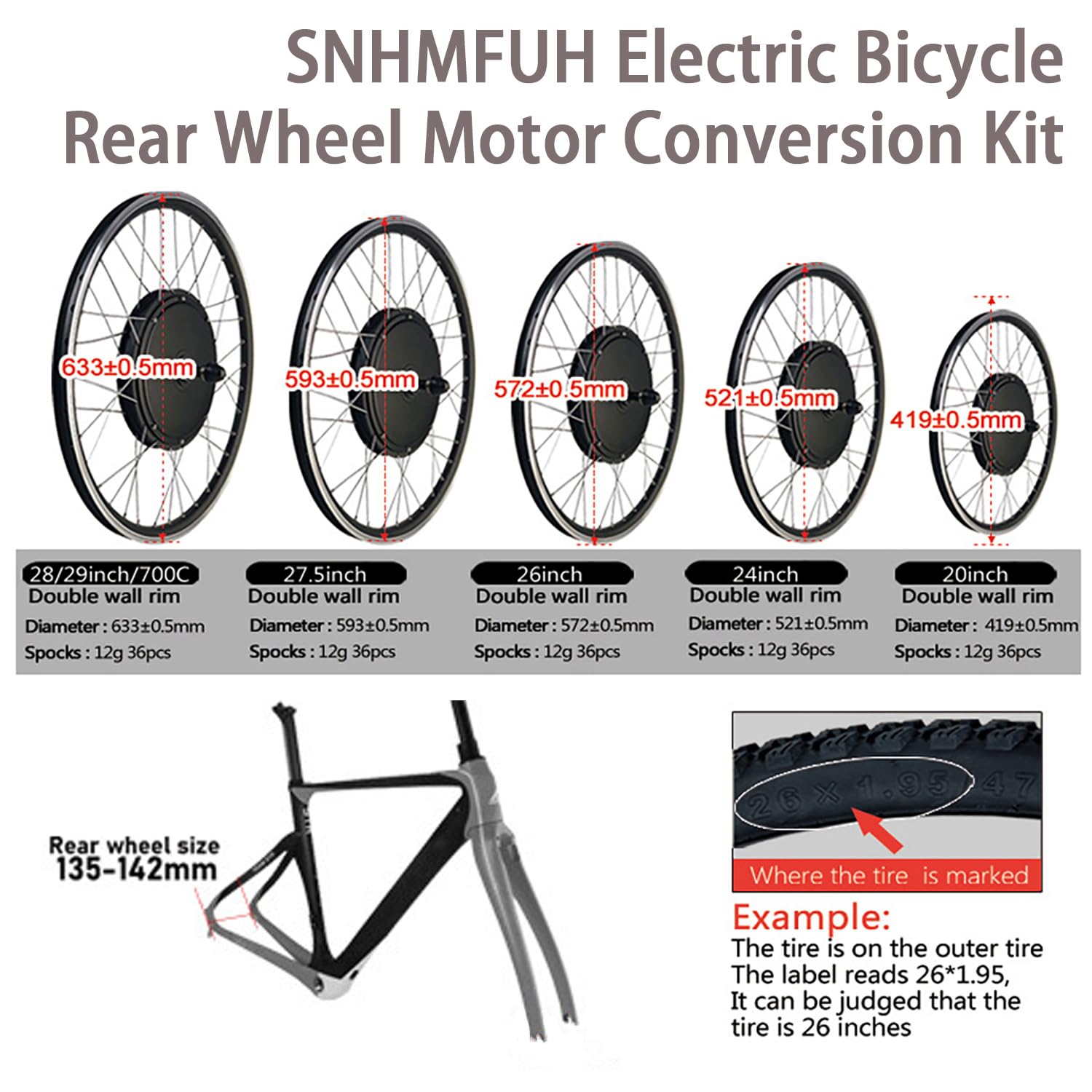 52V 2000W Electric Bike Hub Motor Conversion Kit for 20"-29" E-Bike Rear Wheel Electric Bicycle Conversion Kit W/LCD UKC1 Display,45A 3-Mode Controller Speed 70Km/H,52V 2000W,24in