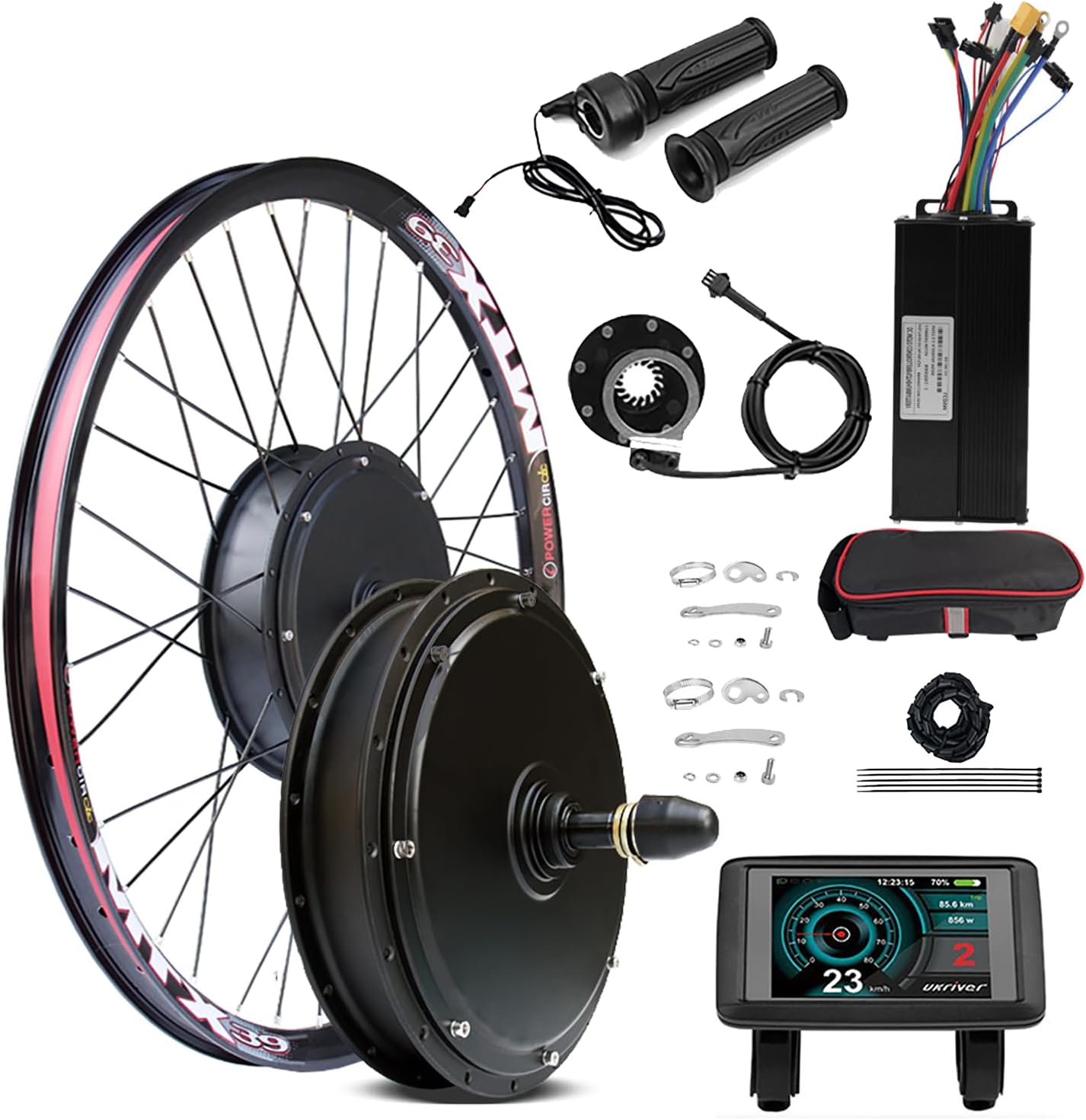 60V 2000W Electric Bicycle Rear Wheel Motor Kit W/UKC1+ Color Display 20Inch - 29Inch Ebike Conversion Kit 135Mm - 142Mm Dropouts with 40A 3-Mode Controller