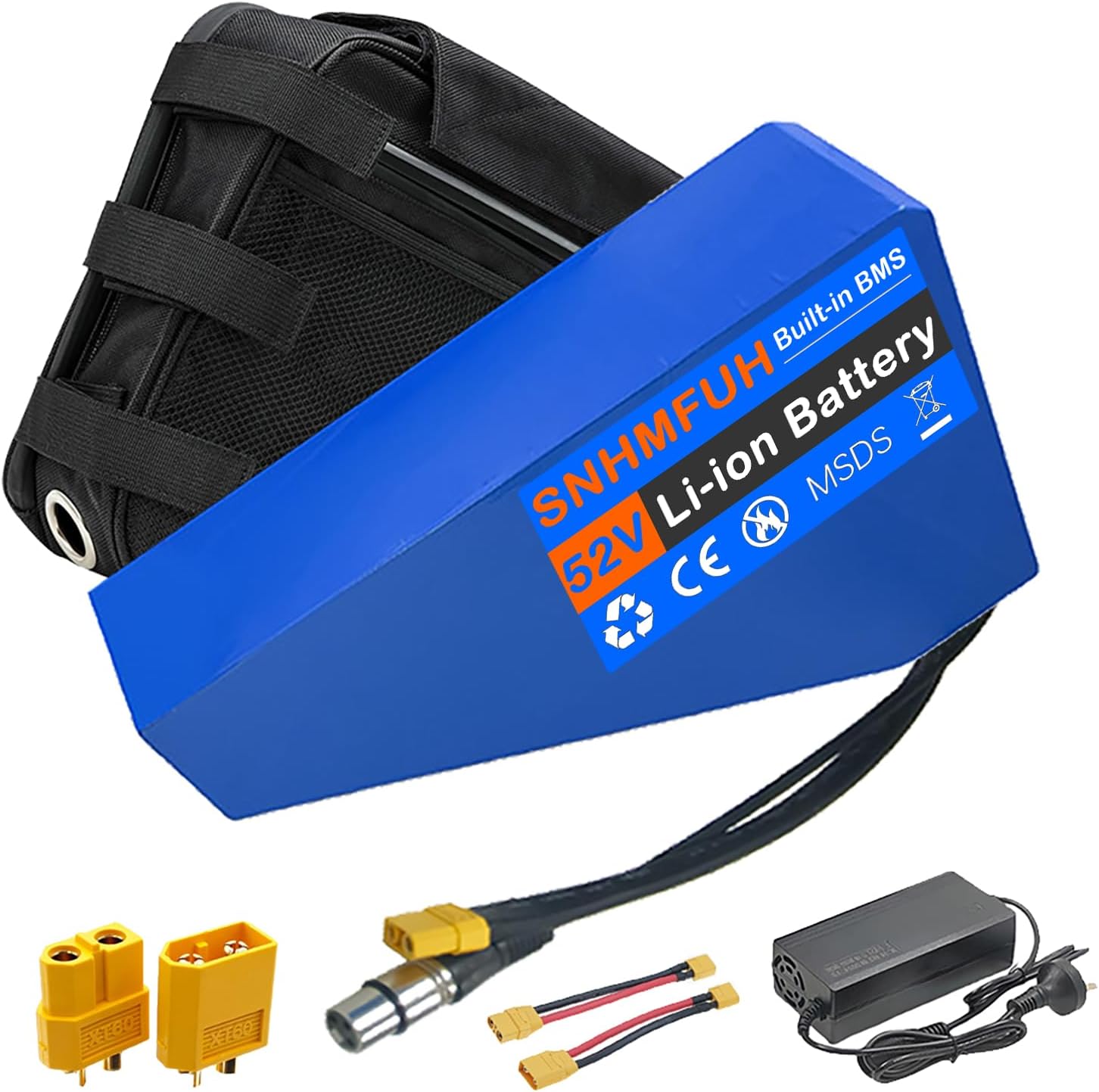 48V 52V E-Bike Battery Triangle Pack 20AH - 30AH Electric Bike Lithium Battery with Triangular Bag, 5A Charger, BMS for Mountain Bike/Trike/DIY 1000W 1500W 2000W Motors,52V,27.5AH