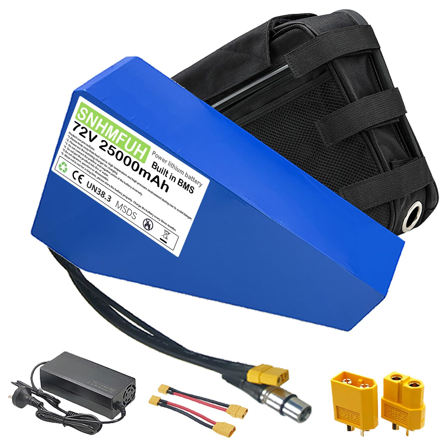 60V 72V Ebike Lithium Battery Conversion Kit 20AH 25AH 30AH 35AH Electric Bike Triangle Battery, with 50A/80A BMS,5A Charger, for 0-3000W DIY/Mountain/Road/E-Bike Motors,60V,25Ah