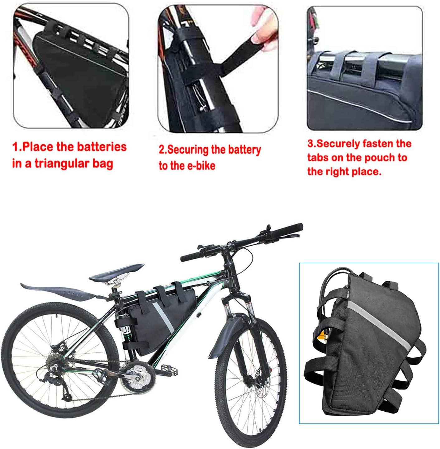 72V E-Bike Triangle Battery 72V 40Ah Electric Motorcycle Lithium Battery with 5A/10A Charger + Hanging Bag + 120A BMS for Mountain Bikes/City Bikes/DIY 0-5000W Motors,72V 40Ah