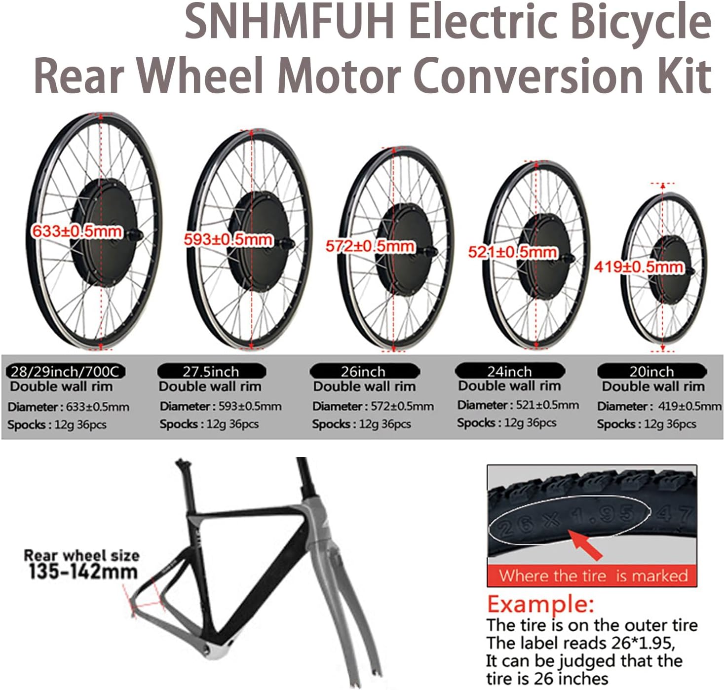 60V 2000W Electric Bicycle Rear Wheel Motor Kit W/UKC1+ Color Display 20Inch - 29Inch Ebike Conversion Kit 135Mm - 142Mm Dropouts with 40A 3-Mode Controller