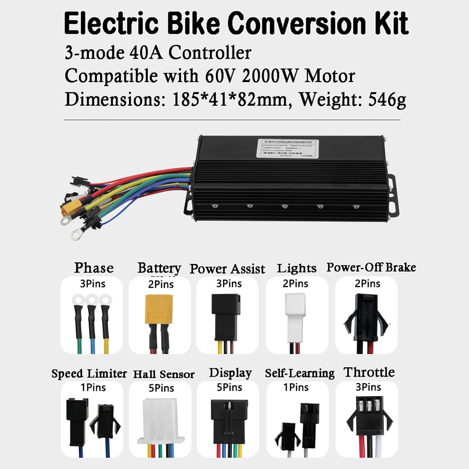 60V 2000W Electric Bicycle Rear Wheel Motor Kit W/UKC1+ Color Display 20Inch - 29Inch Ebike Conversion Kit 135Mm - 142Mm Dropouts with 40A 3-Mode Controller