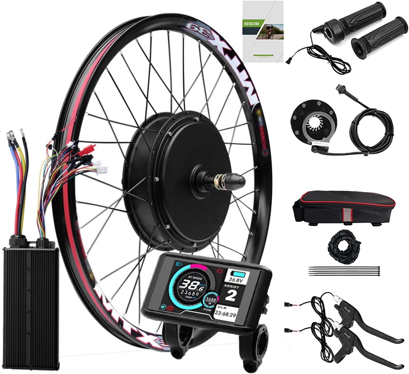 Ebike 72V 5000W Rear Wheel Motor Kit W/100A 3-Mode Intelligent Controller DIY Electric Mountain Bike Conversion Kit Speed 100Km/H,with PAS,Twist Throttle,UKC1 Color Display